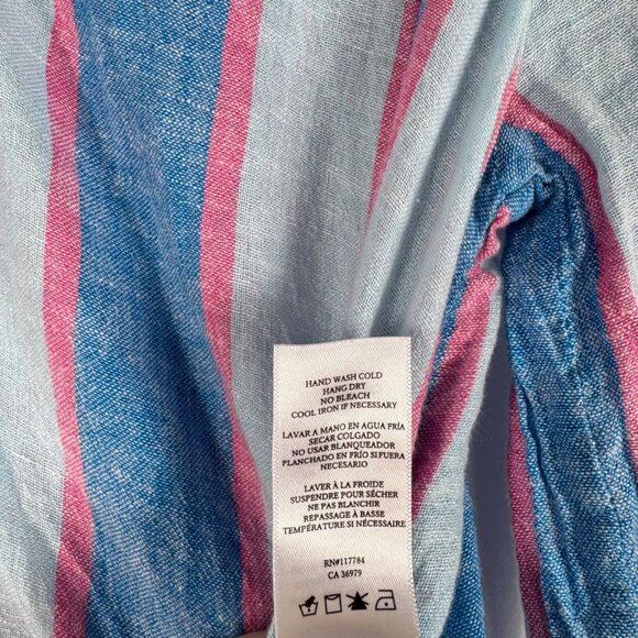 Rails Linen Blend Top Brielle Kona Stripe Dual Front Tie Boho Peasant Ecovero S - Picture 8 of 10